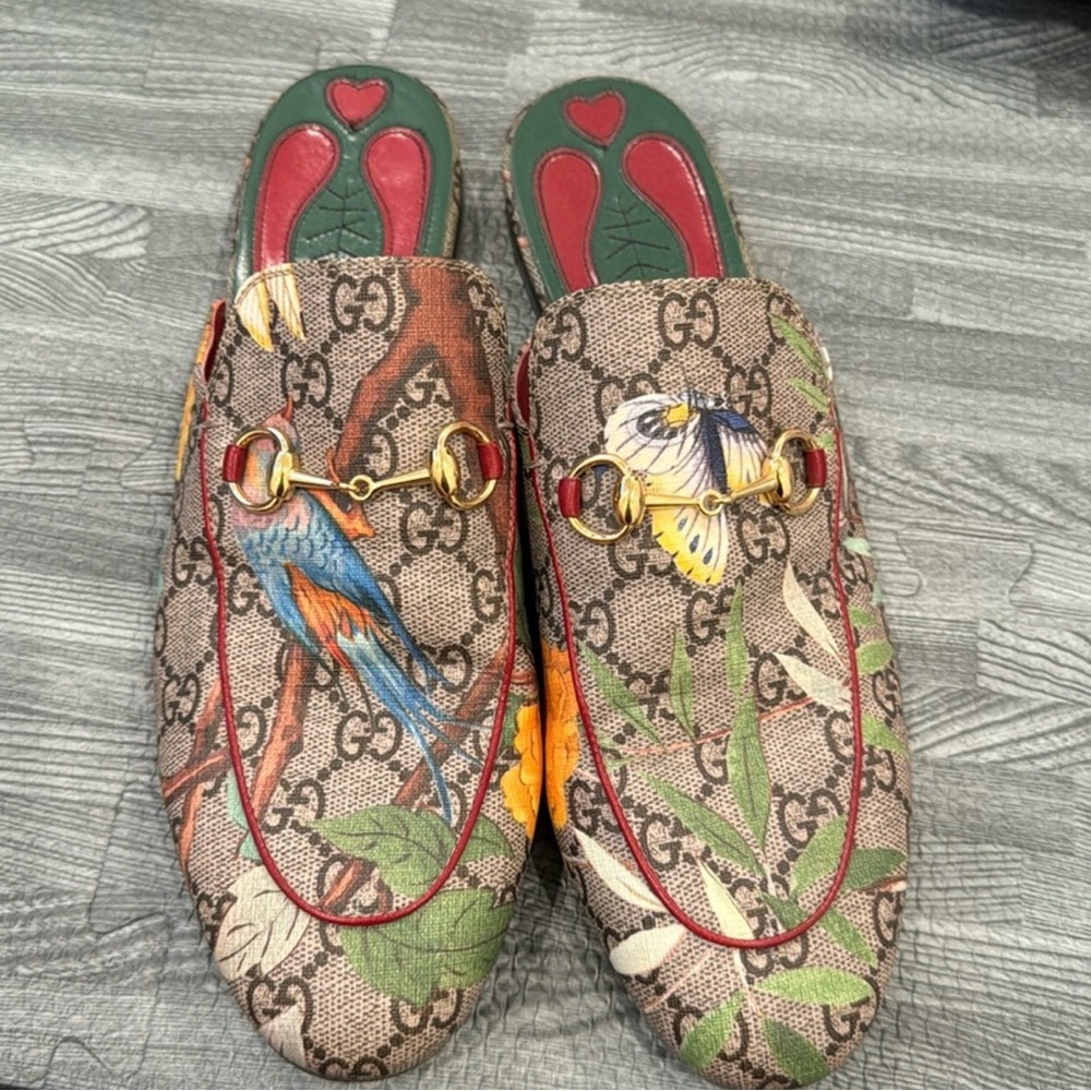 Gucci bird and butterfly print Princeton mule slide